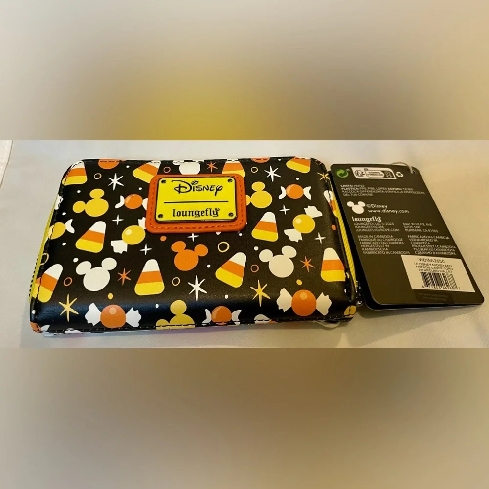 Loungefly Disney, Mickey and Friends Candy Corn Zip Around Wallet, Faux Leather - Picture 2 of 5